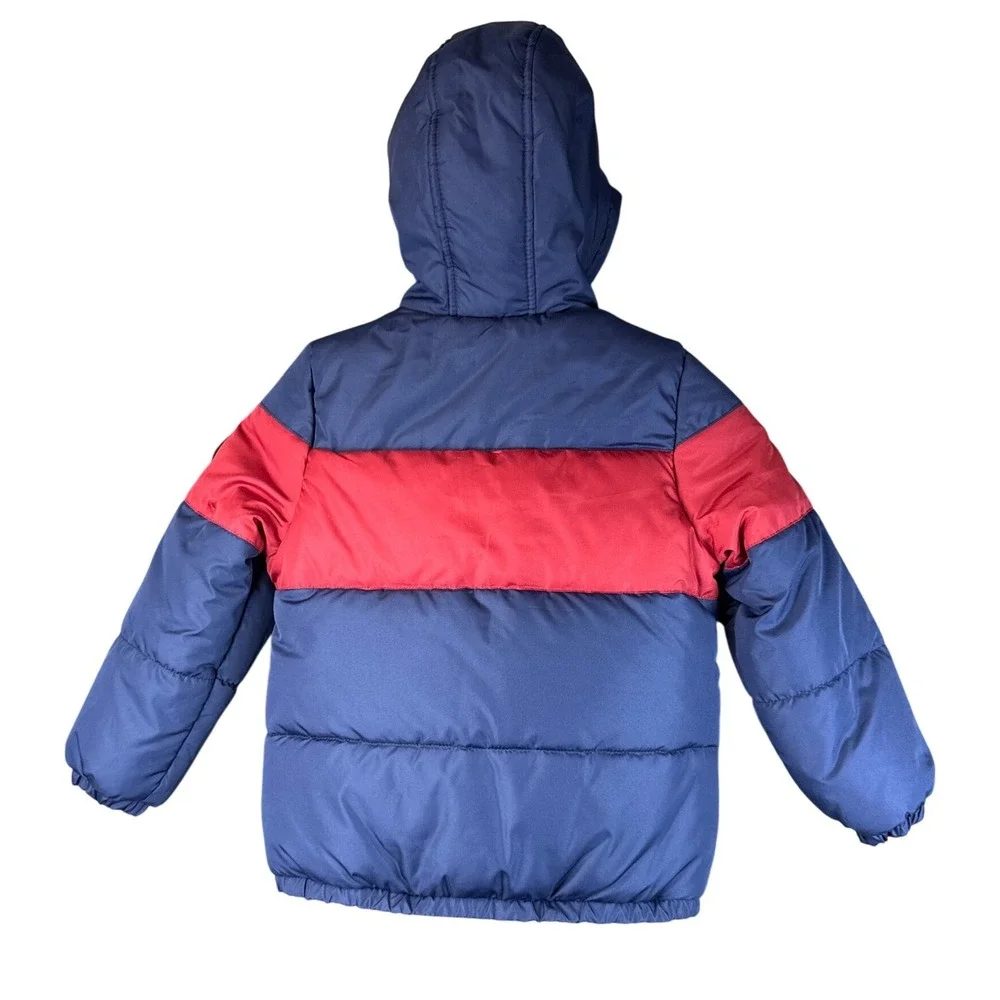 OshKosh B'gosh‎ Kids L7 Puffer Jacket Hooded Blue Red Winter Warm Sherpa Lined